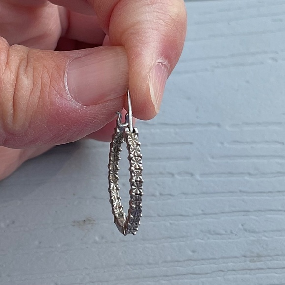 Silvertone Pierced Hoop Earrings - Picture 5 of 8